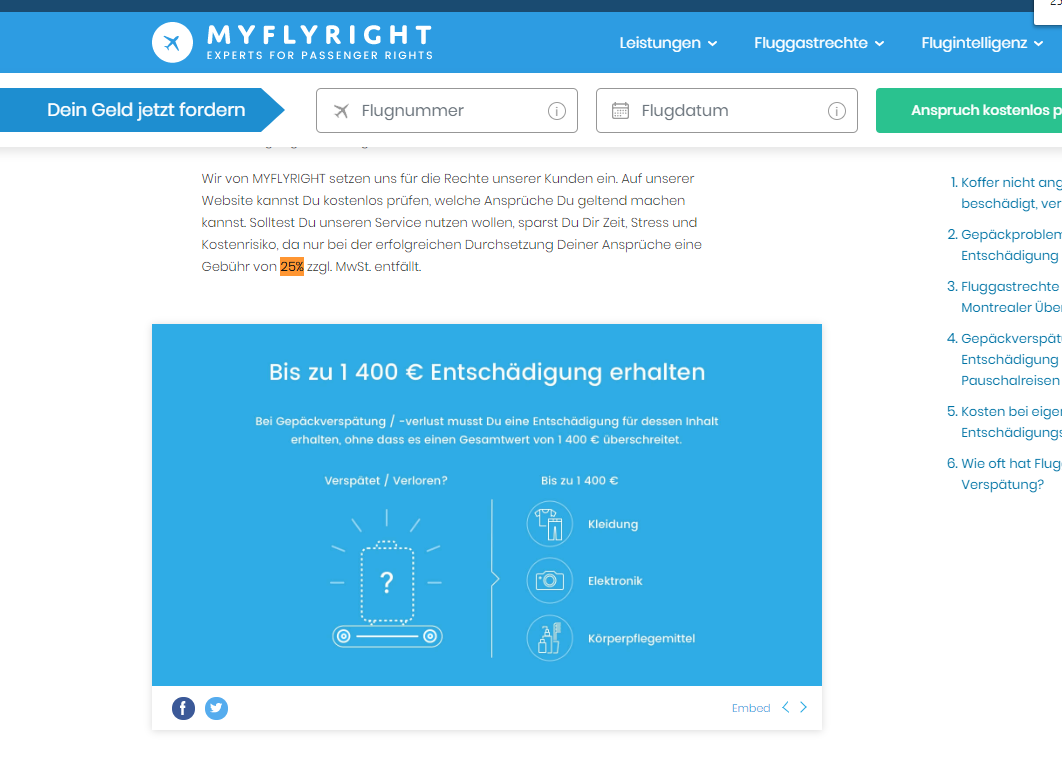 20-05-09 Myflyright Gepäckentschädigung