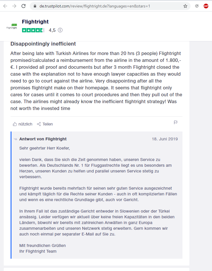 20-10-17 Flightright Customer Standard Feedback